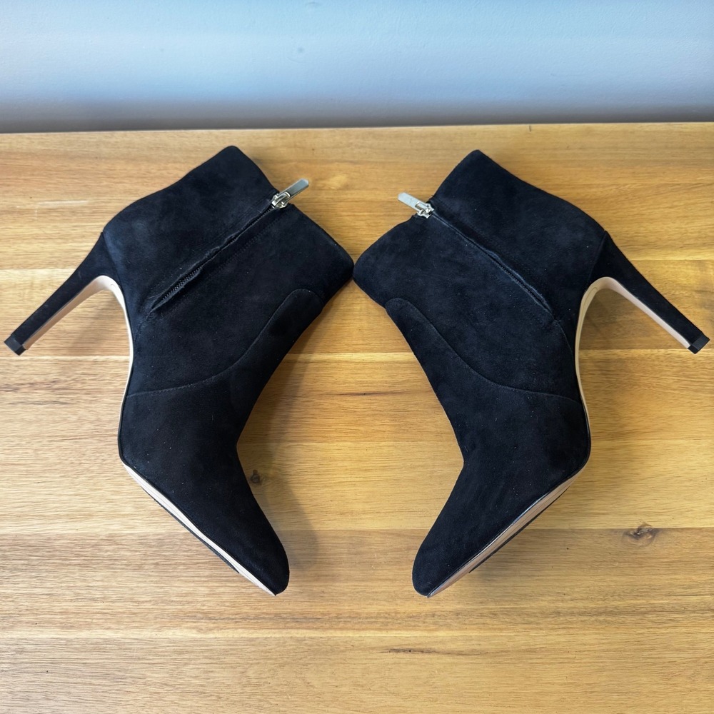 Sam Edelman Olette Women 8.5 M Black Suede Pointed Toe Stiletto Ankle Boots Chic